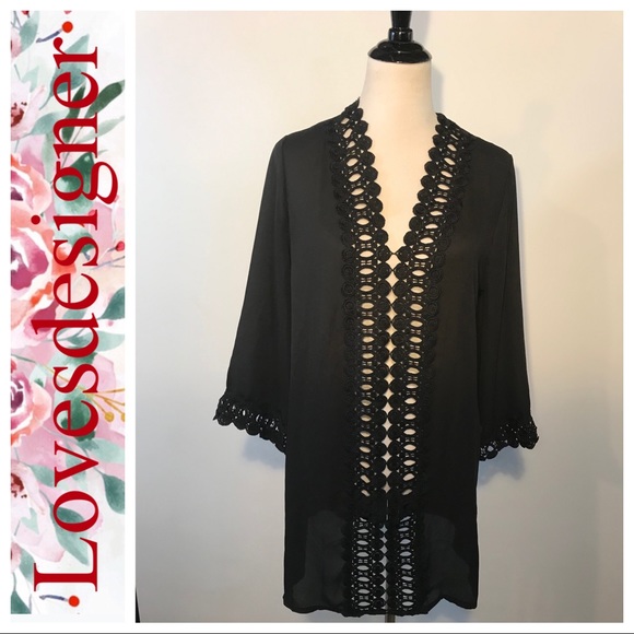Lovesdesigner Other - New Black Embroidered Bathing Suit Coverup